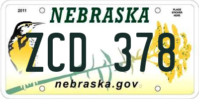 NE license plate ZCD378