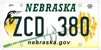 NE license plate ZCD380