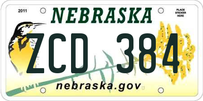 NE license plate ZCD384