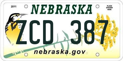 NE license plate ZCD387