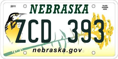 NE license plate ZCD393