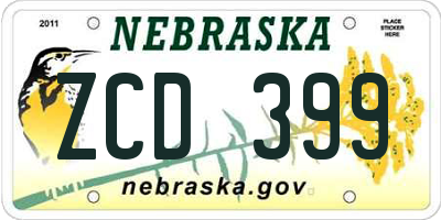 NE license plate ZCD399