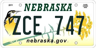 NE license plate ZCE747