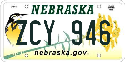 NE license plate ZCY946