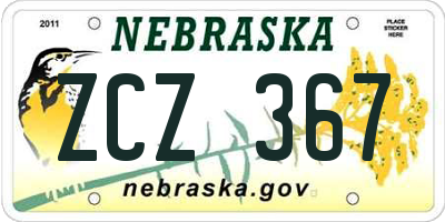 NE license plate ZCZ367