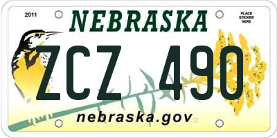 NE license plate ZCZ490