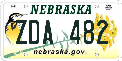 NE license plate ZDA482
