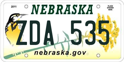 NE license plate ZDA535