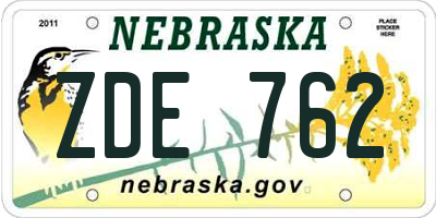NE license plate ZDE762
