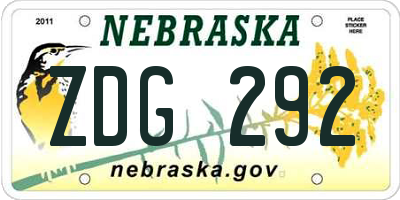 NE license plate ZDG292