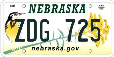 NE license plate ZDG725