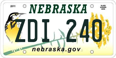 NE license plate ZDI240