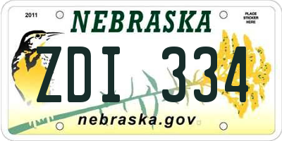 NE license plate ZDI334
