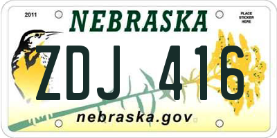 NE license plate ZDJ416