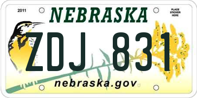 NE license plate ZDJ831