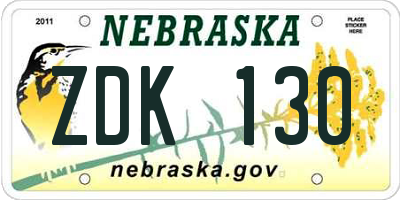 NE license plate ZDK130