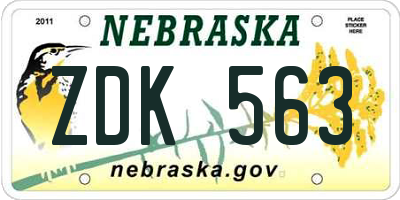 NE license plate ZDK563