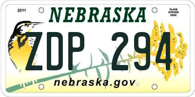 NE license plate ZDP294
