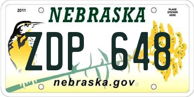 NE license plate ZDP648