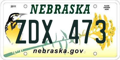 NE license plate ZDX473