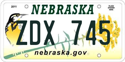 NE license plate ZDX745