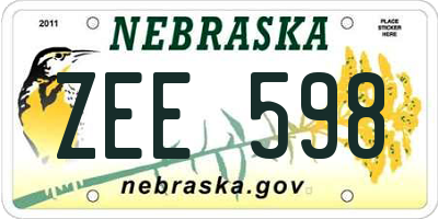 NE license plate ZEE598
