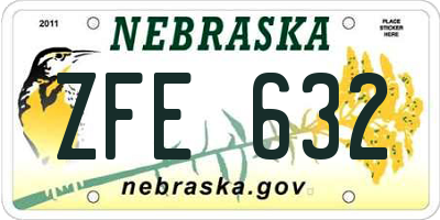 NE license plate ZFE632