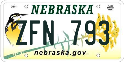 NE license plate ZFN793