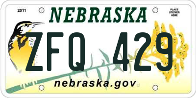 NE license plate ZFQ429