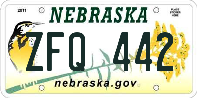 NE license plate ZFQ442