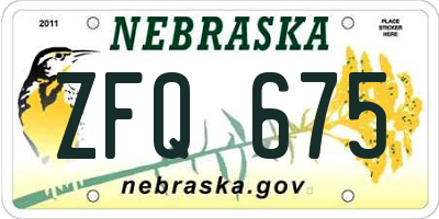 NE license plate ZFQ675