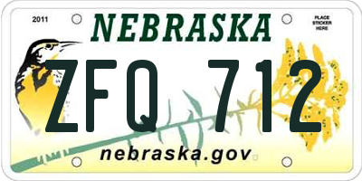 NE license plate ZFQ712