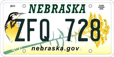 NE license plate ZFQ728