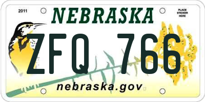 NE license plate ZFQ766