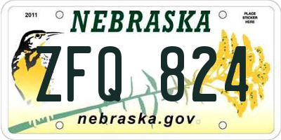NE license plate ZFQ824