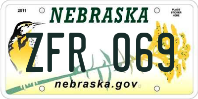 NE license plate ZFR069