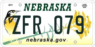 NE license plate ZFR079