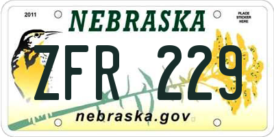 NE license plate ZFR229