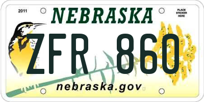 NE license plate ZFR860