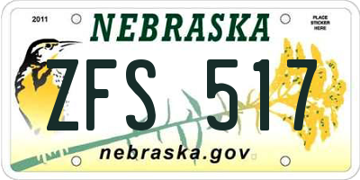 NE license plate ZFS517