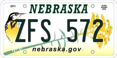 NE license plate ZFS572