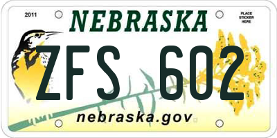 NE license plate ZFS602