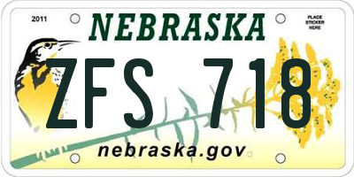 NE license plate ZFS718
