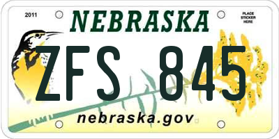 NE license plate ZFS845