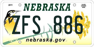 NE license plate ZFS886