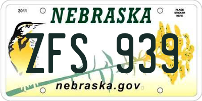 NE license plate ZFS939