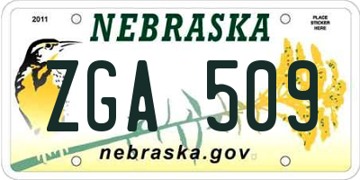 NE license plate ZGA509