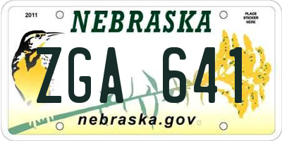 NE license plate ZGA641