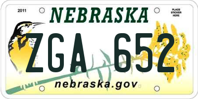 NE license plate ZGA652