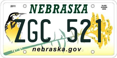 NE license plate ZGC521